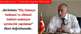 ÇAY'DAN 3 ARALIK MESAJI..