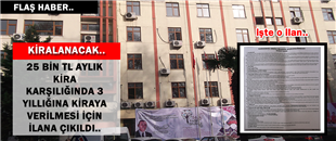 Flaş Haber: BOŞALTILAN BELEDİYE BİNASI AYLIK 25 BİN TL KARŞILIĞINDA 3 YILLIĞINA KİRAYA VERİLİYOR..